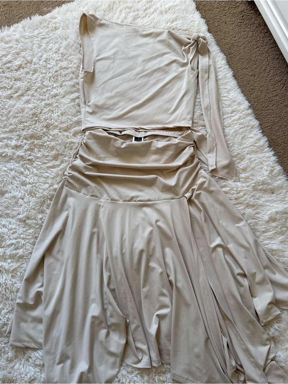Khaki Asymmetrical Two-Piece Set
